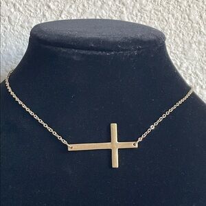 Elegant Gold tone Cross Necklace